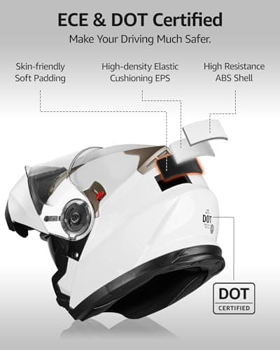 Motorcycle Modular Full Face Helmet DOT Approved - YEMA Helmet YM-925 Motorbike Casco Moto Moped Street Bike Racing Helmet with Sun Visor for Adult Youth Men and Women