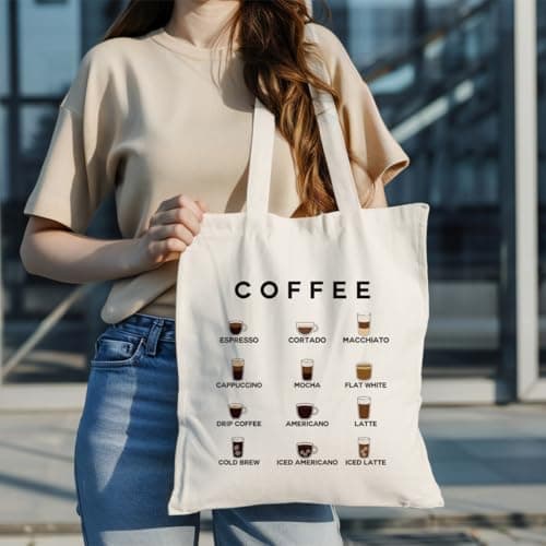 Canvas Tote Bag Aesthetic for Women,Reusable Canvas Cute Shoulder Bag for Grocery, Shopping, Beach & Daily Use B0DGKVR1DY