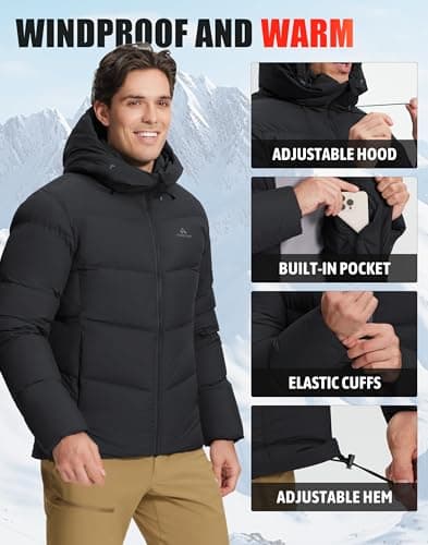 Pioneer Camp Men's Down Jacket 700 Fill Winter Insulated Puffer Jackets Water-repellent Warm Puffy Coat with Hood