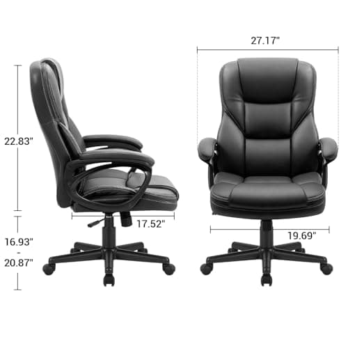 Furmax Office Executive Chair High Back Adjustable Managerial Home Desk Chair, Swivel Computer PU Leather Chair with Lumbar Support (Black)