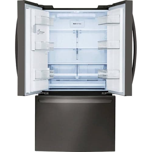 LG 28 Cu. Ft. Smart French Door Refrigerator with Dual Ice Maker, Door Cooling+, Wi-Fi Connectivity, and PrintProof Black Stainless Steel Finish