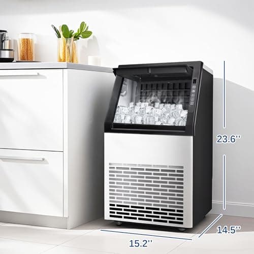 Commercial Ice Maker, 100lbs/24H with 20Lbs Storage, 36 Cubes in 11Mins, Stainless Steel Freestanding & Under Counter Large Ice Machine with LCD Display, Self-Cleaning for Home Bar Restaurant