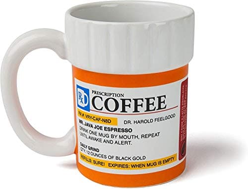 BigMouth Inc. Prescription Coffee Mug - Large Funny Prescription Coffee Cup - Unique Pharmacy Gifts - Hilarious Novelty and Gag Gifts for Doctor - Dishwasher-Safe Ceramic Pill Bottle Coffee Cup - 12oz B0085MQPSG