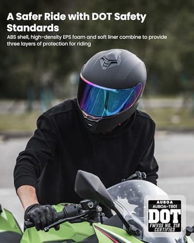 Motorcycle Helmets for Adult Men Women, Full Face Lightweight Street Bike Racing DOT Helmet with Extra Clear Visor Model AU-T801