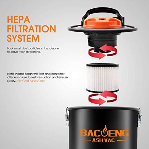 BACOENG Ash Vacuum for Pellet Stoves, 4 Gallon Ash Vac, Ash Vacuum Cleaner for Fireplaces, Wood Stove, Pellet Grill