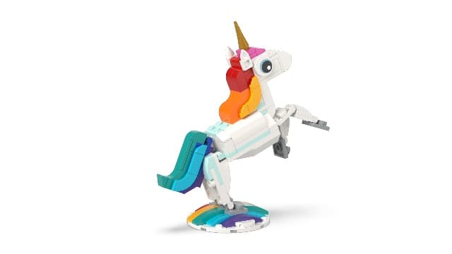 LEGO Creator 3 in 1 Magical Unicorn Toy, Transforms to Seahorse to Peacock, Rainbow Animal Figures, Unicorn Gift for Grandchildren, Girls and Boys, Buildable Toys, 31140 B0BLJ4SVWV