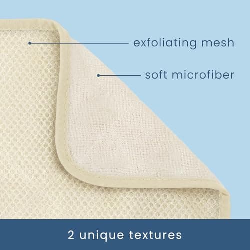S&T INC. Exfoliating Washcloths, Dual Sided for Face and Body Scrub Towel, 9.9 Inch x 9.9 Inch, Cream, 3 Pack