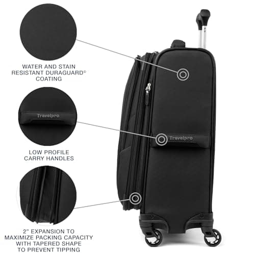 Travelpro Maxlite 5 Softside Expandable Luggage with 4 Spinner Wheels, Lightweight Suitcase, Men and Women, International, Black, Carry-on 21-Inch