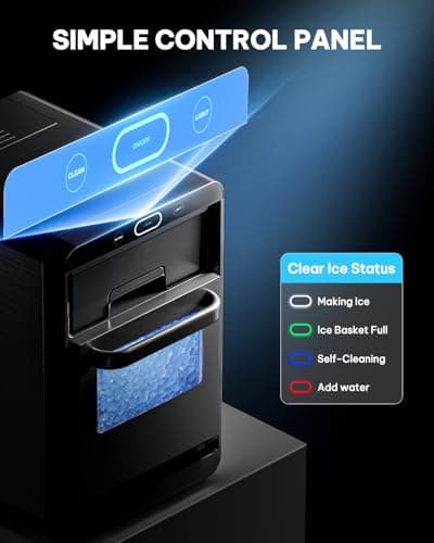 Silonn Nugget Ice Maker Countertop - 44lbs/24h Crushed/Pebble Ice Machine, Front Pull-Out Water Tank & Removable Basket, Stainless Steel Finish for Home Kitchen