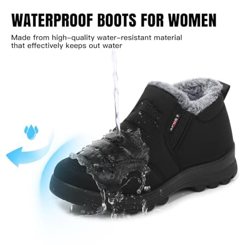 SHIBEVER Womens Snow Boots Ankle Booties Waterproof Winter Boots Synthetic Leather Side Zip Fashion Boots