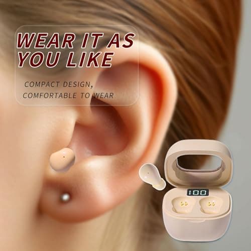 Wireless Smallest Sleep Earbuds, Ultra Small Earphones, Hidden Sleep Headphones, Noise Cancelling Earbuds, Ear Buds for Sleeping, Working, Hiking (Skin)