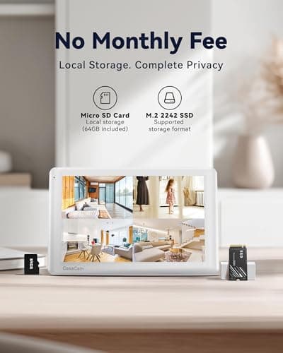 CasaCam Wireless Security Camera System | 10.1” Touchscreen Monitor, 2 2K Floodlight Cameras | Indoor/Outdoor, No Monthly Fees, AI Detection, Two-Way Talk, 64GB SD, GuardianCam Pro VS6102