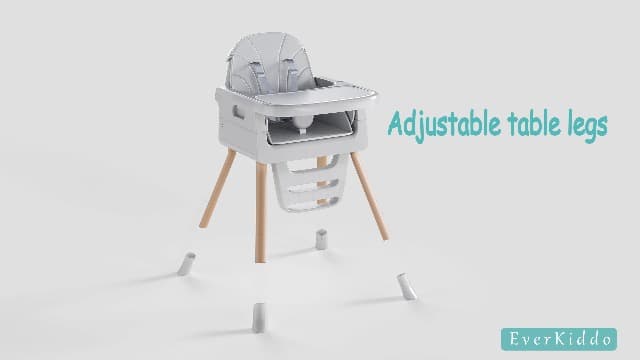 Baby High Chair for 6 Months+, Foldable High Chairs for Babies and Toddlers, Convertible High Chair, Adjustable Tray & Footrest, Portable High Chair & Easy to Clean(Grey with Wood Grain)