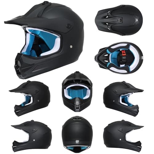 Youth Dirt Bike Helmet DOT Certified - Full Face Motorcycle Helmet for Off-Road, ATV, Street Riding, Includes Adjustable Goggles & Protective Gloves