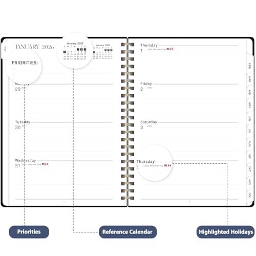 2026 Planner, Weekly and Monthly Calendar Academic Planner, Jan 2026 - Dec 2026, Planning Agenda Book for Desk Accessories and School Supplies - A5 (6.3'' x 8.5'')