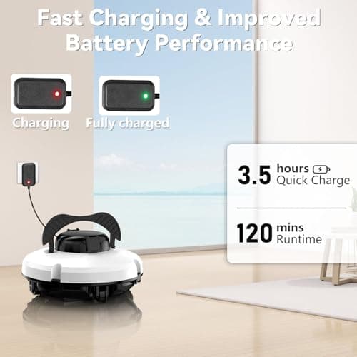 GMAPLAE Cordless Pool Vacuum for Above Ground Pool, Robotic Pool Cleaner with Dual Motors Strong Suction, 120 Mins Runtime, Auto-Parking, Pool Cleaner Robot for Inground Flat Pools Up to 1000 Sq.Ft