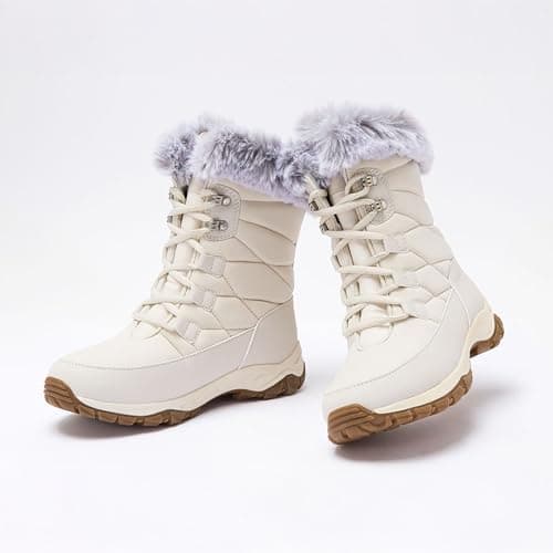 Lands' End Expedition Waterproof Insulated Womens Snow Boots, Lace Up or Slip On Winter Boots for Women, Medium or Wide Width Sizes 6 to 11, Black, Brown, Blue, White or Grey Winter Shoes