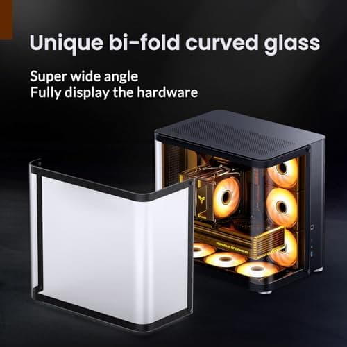 JONSBO TK-2 Black ATX Mid-Tower Pc Case,Hyperboloid Glass Design, Separated Cabinet Structure, Al Alloy Shell Desktop Computer Case, Support BTF Motherboard/ATX Power supply/360 AIO, Black