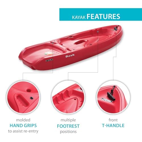 Lifetime Recruit Youth Kayak, 6.5 Ft, Paddle Included, Ages 5+, Red