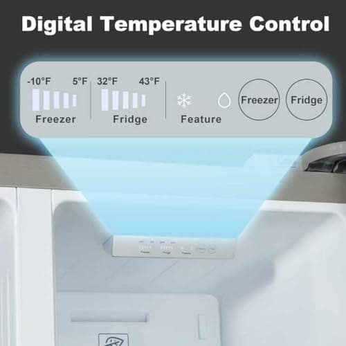 Iceblue 15.6 Cu.Ft. Side-by-side Refrigerators, 33" Full Size Refrigerator, Zoning Temperature Control Beverage Refrigerator with Freezer, Frost Free Beverage Fridge - Black Stainless Steel