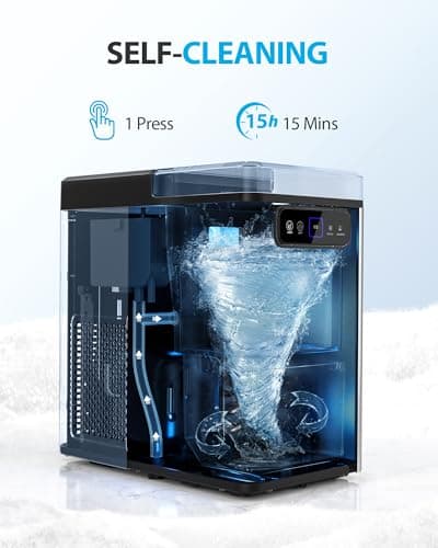 Aeitto Nugget Ice Maker 40Lbs/24H, Countertop Soft Chewable Ice Pebble Ice Machine, One-Click Operation, Auto Self-Cleaning Ice Makers with Scoop&Basket for Home, Office, Kitchen, Party (Black)