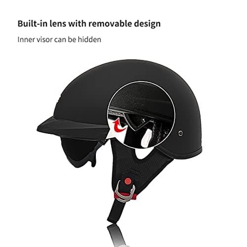 Motorcycle Half Helmet with Sun Visor Motorcycle Helmets for Men Women Helmet for Adult Scooter ATV Cruiser DOT Approved