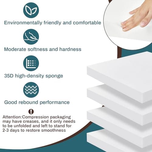 Frienda 4 Pack 2" x 20" x 20" Upholstery High Density Foam Cushion Seat Replacement Square Cut to Size Foam Couch for Patio Furniture Commercial Dinning Chair Couches Benches Padding DIY Projects