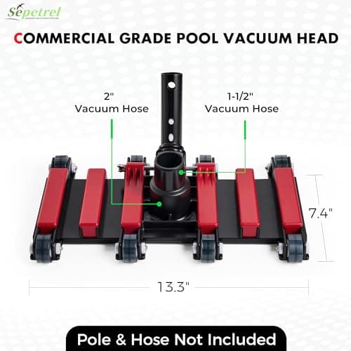 Sepetrel Commercial Grade Pool Vacuum Head with Wheels,14" Extra-Wide & Weighted Flexible Heavy-Duty Vac Cleaner for Effortless, Deep Cleaning