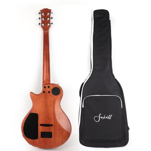 Fojill Hybrid Electric Acoustic Guitar Steel String Built In Effect Reverb Delay Pratice Portable Travel Silent Solid Mahogany Body Neck Rosewood Fretboard With Padded Gig Bag