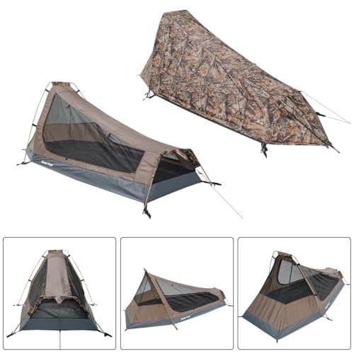 GEERTOP Ultralight Bivy Tent for 1 Person 3 Season Waterproof Single Person Backpacking Tent for Camping Hiking Backpack Travel Outdoor Survival Gear