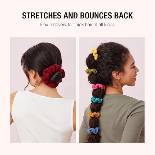 Machine-washable cotton-blend elastic hair ties for comfortable daily wear, wide assortment of colors to suit any look Scünci Hair Scrunchies, Waffle Knit Cotton, No-Damage, 36 Count B07S3KGBHL
