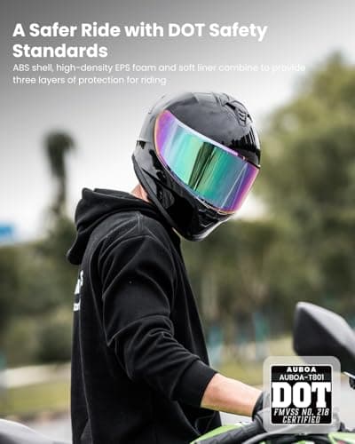 Motorcycle Helmets for Adult Men Women, Full Face Lightweight Street Bike Racing DOT Helmet with Extra Clear Visor Model AU-T801