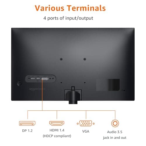 Amazon Basics 24 Inch (23.8 inch viewable) Monitor, FHD 1080P, Max 100Hz, VESA Compatible, Built-in Speakers, Black