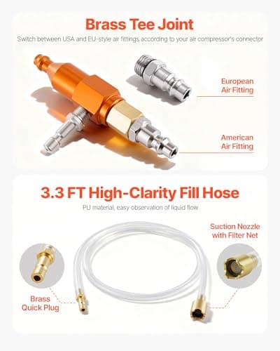 VEVOR Radiator Vacuum Refill Kit, Automotives Cooling System Vacuum & Purge Fill Tool with Gauge, Portable Radiator Coolant Filling Kit with Toolbox, Universal Fit for Most Cars Vans SUVs and Trucks