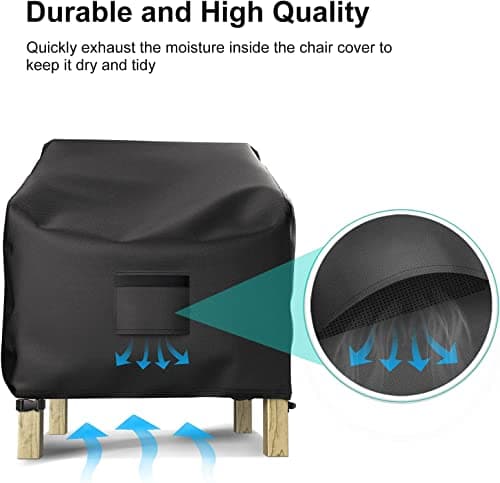 Patio Chair Covers for Outdoor Furniture Waterproof 2 Pack, Lawn Chair Covers 600D Heavy Duty Oxford Cloth, Large Covers for Lounge Lawn Deep Seat Black 29"W×30"D×36"H