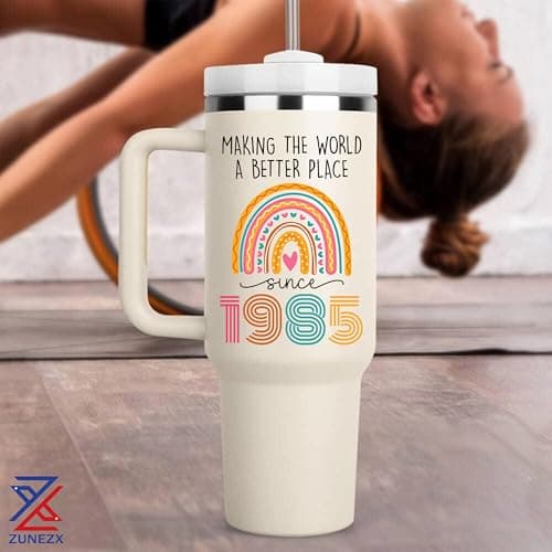40TH Birthday Gifts for Her, Vintage 1985 Tumbler, 40 Year Old Birthday Gift Idea for Women, Funny 40 & Fabulous Bday Gift for Women, Friends, Daughter, Sister, Mom - Turning 40 Present