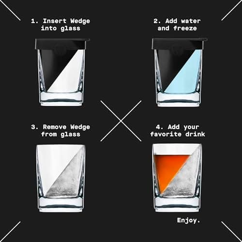 Corkcicle Whiskey Wedge - Premium Old Fashioned Glass with Silicone Ice Mold - For Bourbon, Scotch, & Spirits - Great Gift for Dad - Perfect for the Holidays - 9 oz