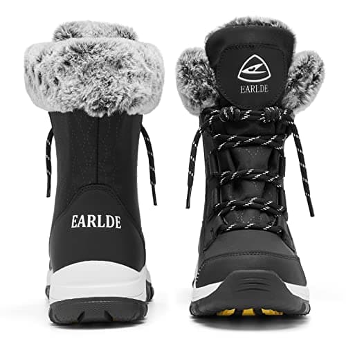 EARLDE Women's Snow Boots Waterproof Winter Boots Mid-Calf Outdoor Lightweight Warm Faux Fur Lined with Non-slip Sole