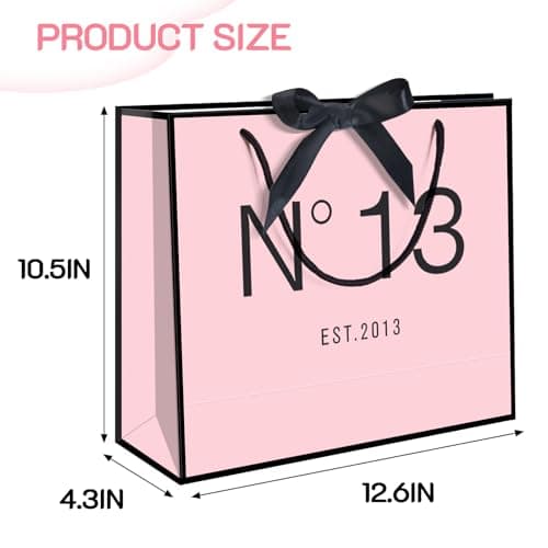 QLSKO 13" Birthday Gift Bag with Card Envelope Sticker Bow Ribbon and Tissue papers for Women Girls Design with Handles,13th-100th (EST.2013 13th, 13" W x 10.5" H x 4.3" D) B0F37Q16Q6