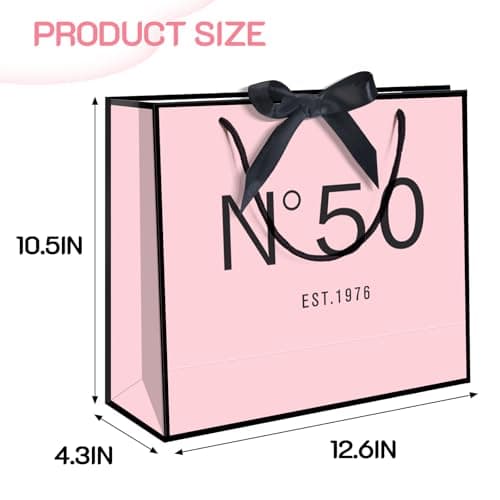13" Birthday Gift Bag with Card Envelope Sticker Bow Ribbon and Tissue papers for Women Girls Design with Handles,13th-100th (EST.1975 50th, 13" W x 10.5" H x 4.3" D)