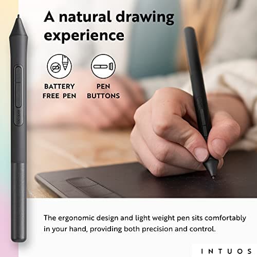 Wacom Intuos Small Graphics Drawing Tablet, Includes Training & Software; 4 Customizable ExpressKeys Compatible with Chromebook Mac Android & Windows, Black