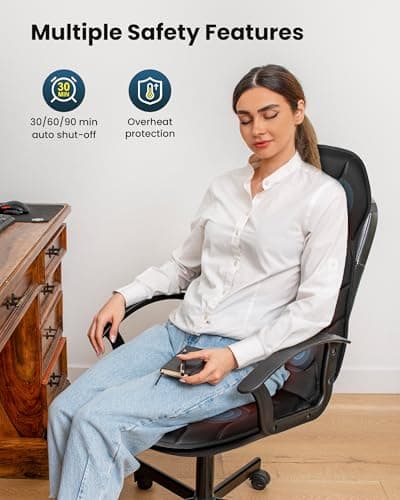 COMFIER Back Massager with Heat, Vibration Massage Seat Cushion with 8 Massage Nodes & 5 Modes, Adjustable Chair Massager Pad for Home Office, Heated Chair Pad, Father‘s Day Gift for Dad
