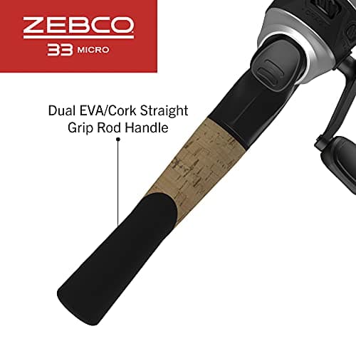 Zebco 33 Micro Spincast Reel and Fishing Rod Combo, 2-Piece Rod with Durable Fiberglass Fishing Pole, Quickset Anti-Reverse Fishing Reel with Bite Alert
