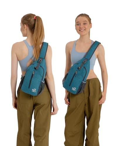 WATERFLY Crossbody Sling Backpack Sling Bag Travel Hiking Chest Bags Daypack (Teal blue) B07WNM894Y