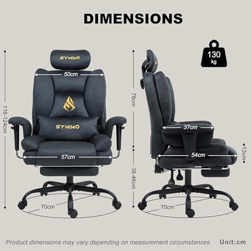 Symino Gaming Chair with Footrest, Up/Down Armrests, Suede Fabric Ergonomic Office Chair, 150° Recline Computer Chair for Desk, Gery