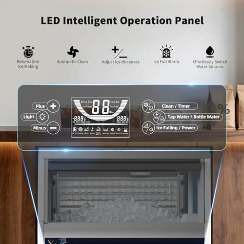 Commercial Ice Maker Machine, 300 lbs/24h with 70 lbs Storage, 126 Ice Cubes in 15 Mins, ETL FCC, Under Counter Ice Maker with LED Display, 24H Timer, Smart Reminder, for Cafe Bar Restaurant