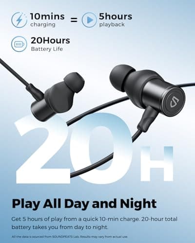 SoundPEATS Q40 HD Sports Neckband Headphones with LDAC Hi-Res Audio & Bluetooth 6.0 Stable Connection, IP67 Waterproof Wireless Earbuds, 20H Playtime for Running Gym, Fast Charge, Dual Pairing