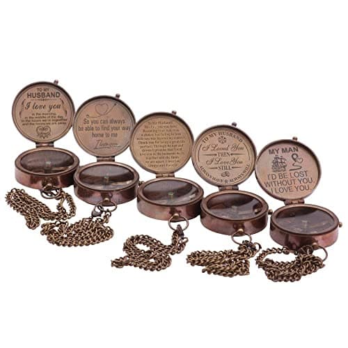 to My Husband I Love You, Brass Compass Engraved Gifts for Men, Bronze for Men, Romantic Gifts for Him/Her, Keepsake Gifts for Husband, 5th/25th 50th Wedding Ideas