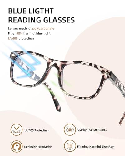 JOLISU 5 Pack Reading Glasses For Women - Stylish Blue Light Blocking Readers -Womens Men Spring Hinge Eyeglasses (2.00)