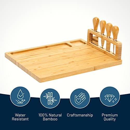 RoyalHouse Bamboo Cheese Board and Charcuterie Boards Set & Serving Tray for Meat, and Wine - Birthday Gifts for Women, Wedding Gifts for Couples 2025, Bridal Shower, Housewarming Gifts New Home